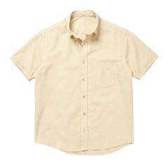 The Short Sleeve Atticus 160 in Honeyed Oat Pinpoint Oxford Cotton