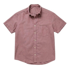 The Short Sleeve Atticus 160 in Rhubarb Pinpoint Oxford Cotton
