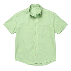 The Short Sleeve Atticus 160 in Mint Macha Pinpoint Oxford Cotton