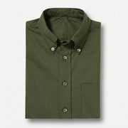 The Short Sleeve Atticus 160 in Moss Green Indian Cotton