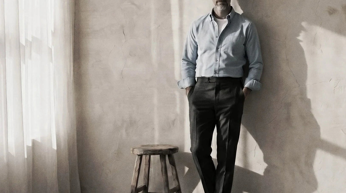 The Jack 160 in Sky Blue Oxford Cotton worn