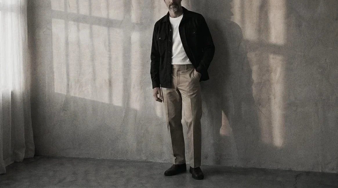 The Fletcher 320 in Forest Midnight Cotton Chino worn