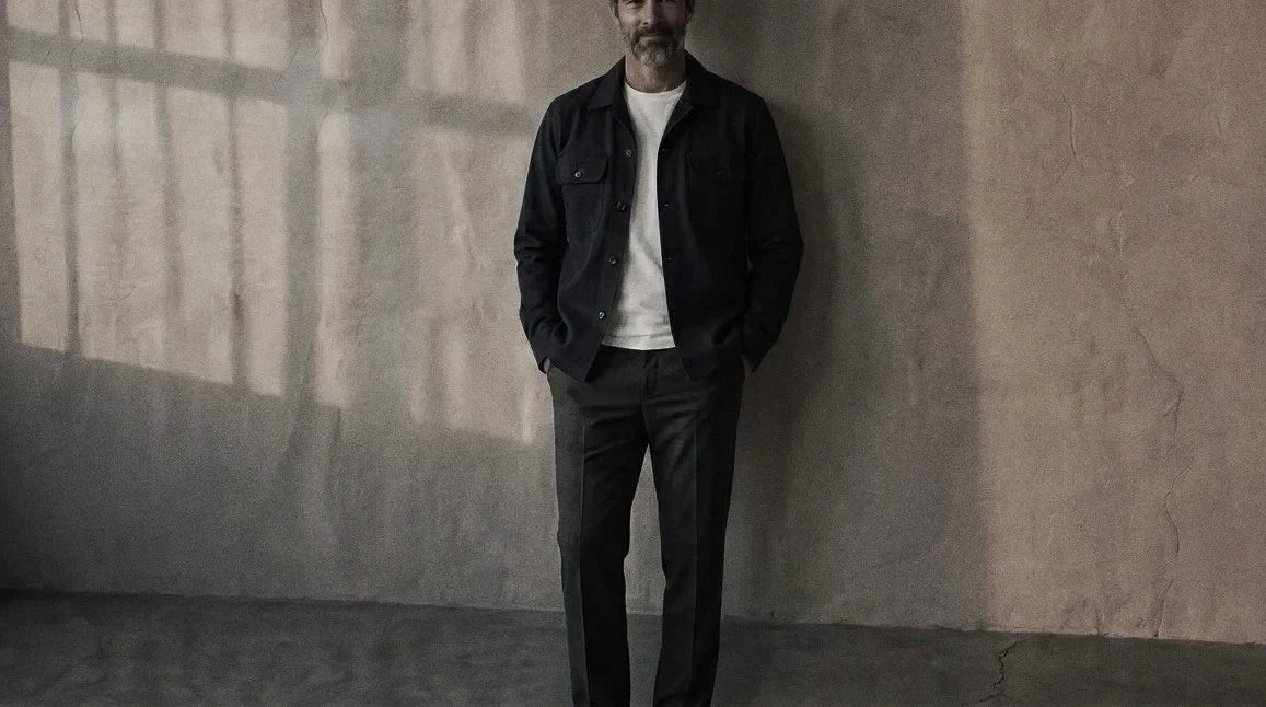 The Fletcher 320 in Ocean Depth Cotton Chino worn