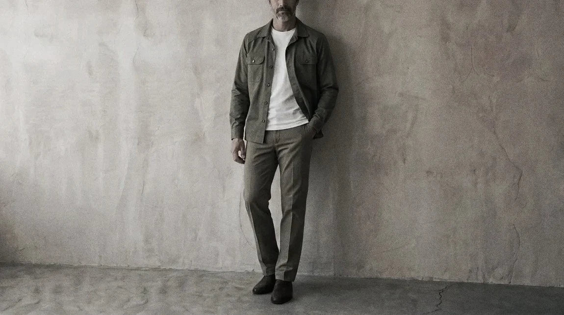 The Fletcher 320 in Meadow Sage Cotton Chino worn