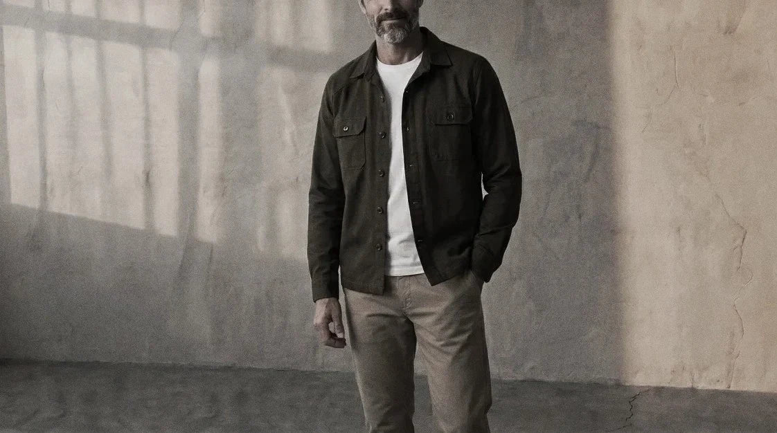 The Fletcher 280 in Coffee Bean Twilled Cotton worn