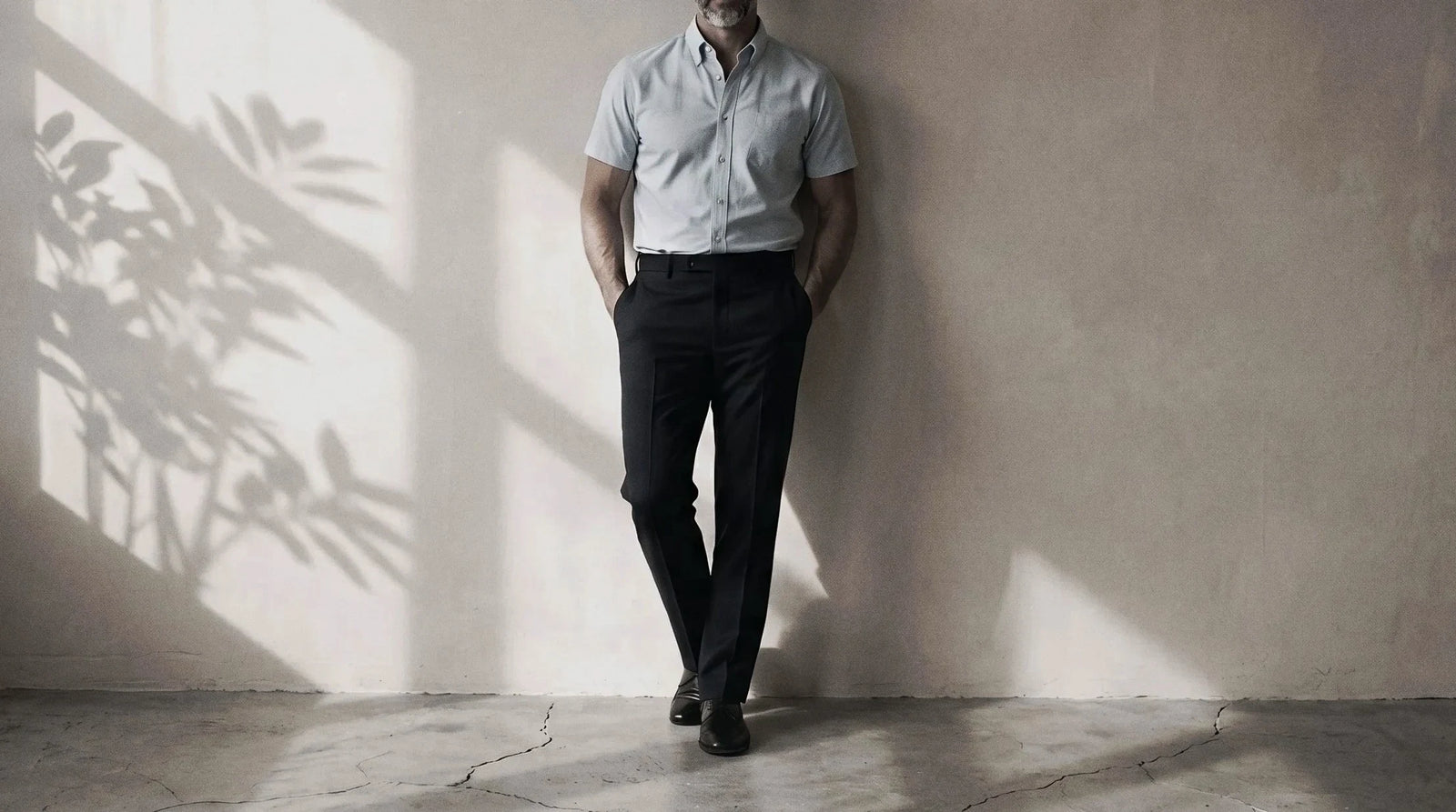 The Short Sleeve Atticus 160 in Seafoam Blue Pinpoint Oxford Cotton worn