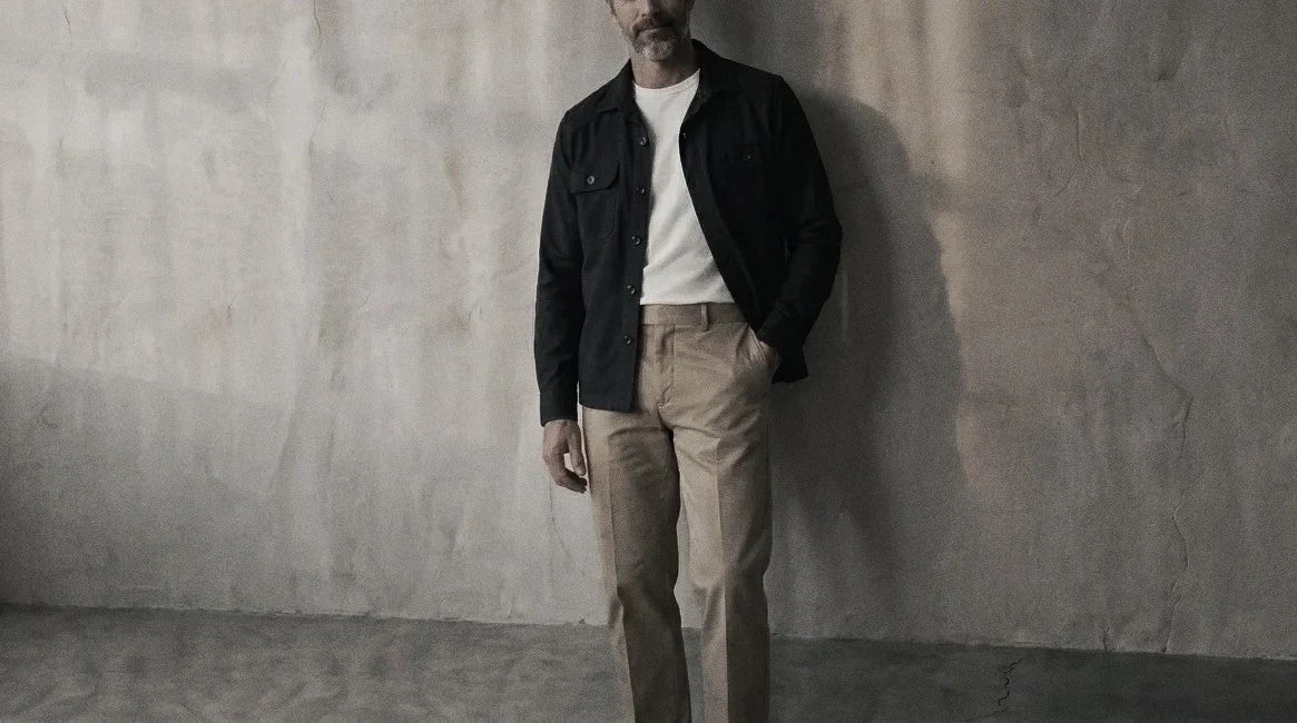 The Fletcher 235 in Midnight Navy Linen worn