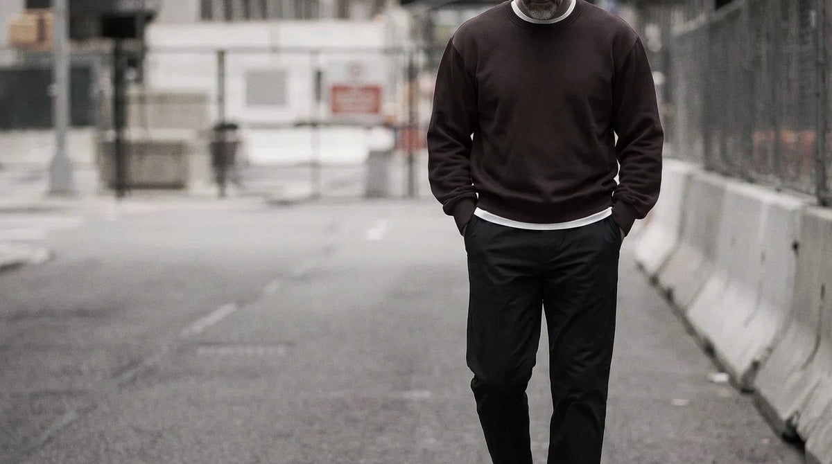 The Benji 340 in Mulberry Cotton French Terry worn