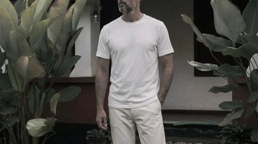 The Sawyer 260 in Optic White Indian Cotton worn