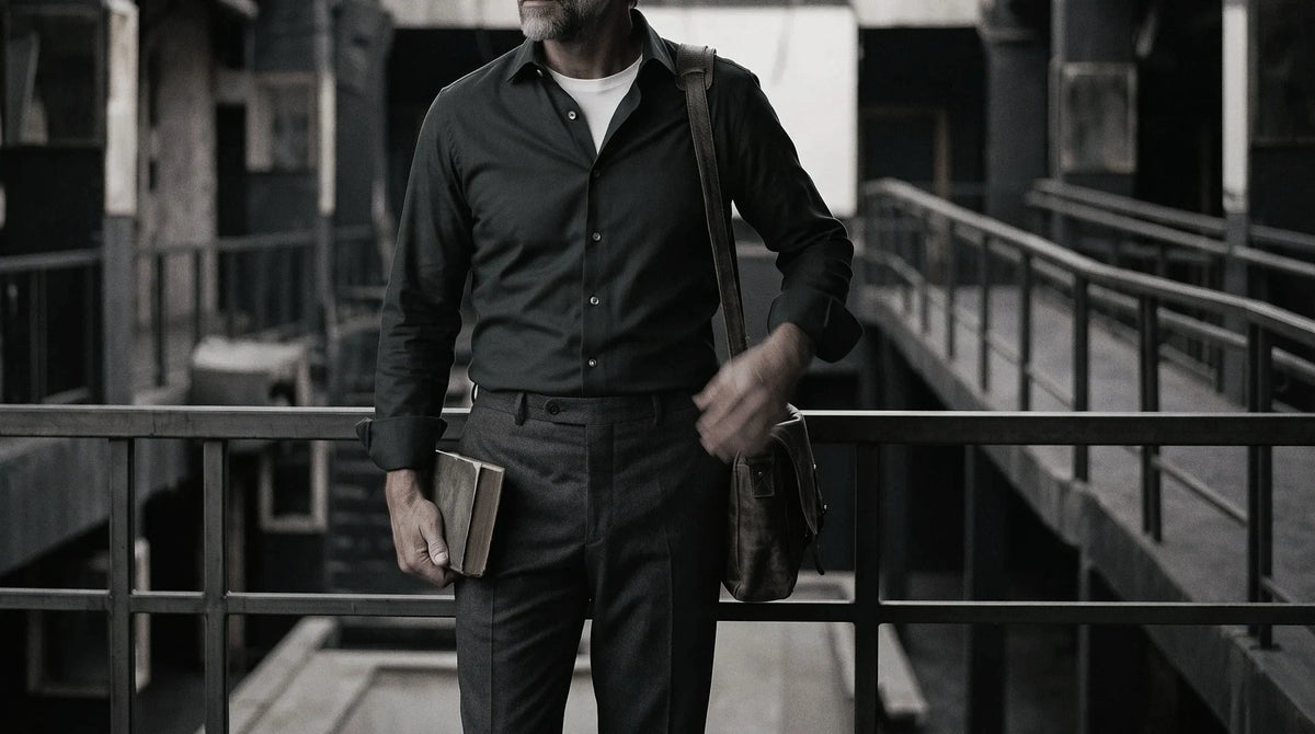 The Daniel 140 in Dark Green Indian Cotton worn