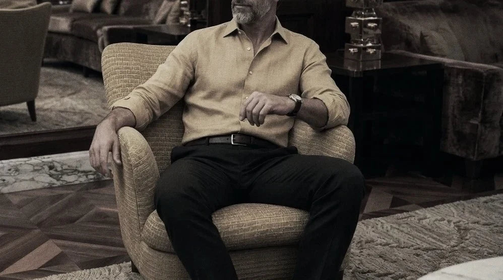 The Jack 150 in Antique Gold Silk worn