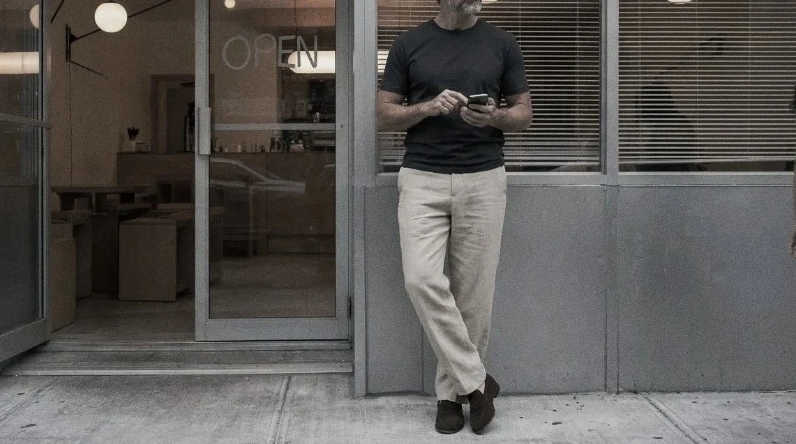 The Sawyer 200 in Eclipse Indian Cotton worn