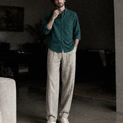 The Atticus 120 in Teal Blue Cotton Flax