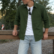 The Jack 120 in Deep Olive Cotton Flax — Model (1:1)