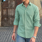 The Jack 120 in Peppermint Green Cotton Flax — Model (1:1)