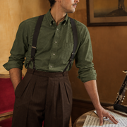 The Atticus 160 in Moss Green Oxford Cotton — Model (1:1)