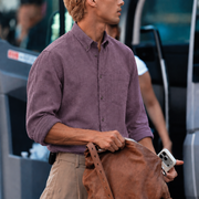The Atticus 125 in Smoked Plum Linen — Model (1:1)
